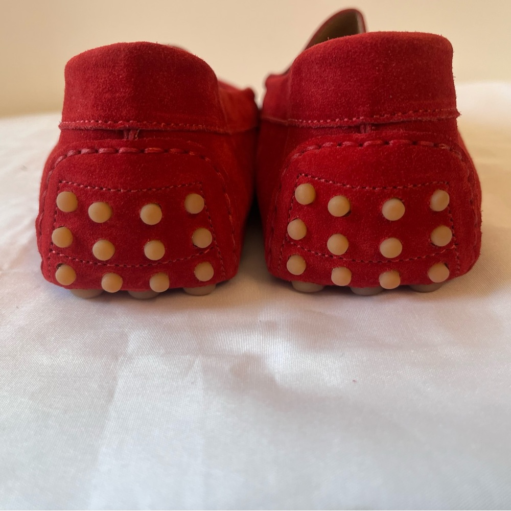 M. Gemi Red Suede Driving Loafers - Picture 3 of 9